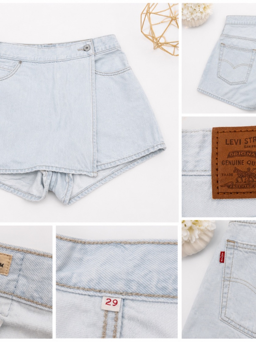 Levi's Light Blue Denim Wrap Skort Shorts